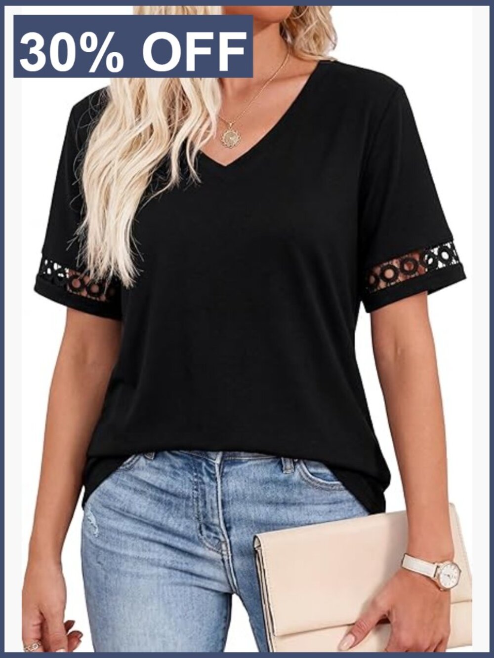 V-Neck Short Sleeve T-Shirt Soft Lightweight Summer Top